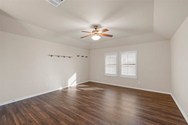 5505 Wisdom Ct, Waco, TX 76708 - empty room featuring ceiling fan, dark wood-style floors, and baseboards