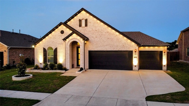 1605 Anacua Ln, Wylie, TX 75098 - view of front of property featuring brick siding, an attached garage, driveway, and a front lawn