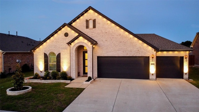 1605 Anacua Ln, Wylie, TX 75098 - view of front of property with concrete driveway, brick siding, a garage, and a front yard