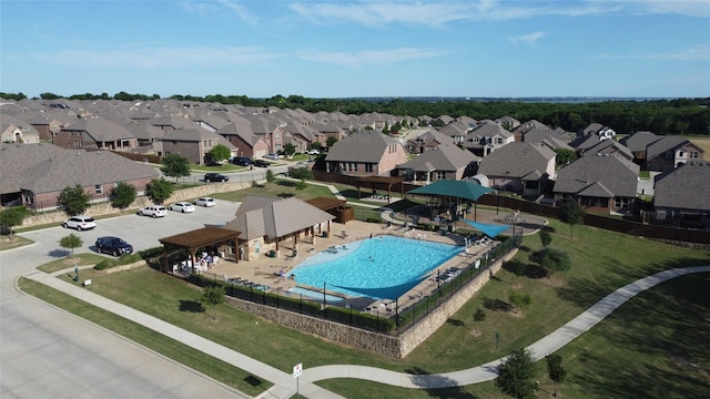 1605 Anacua Ln, Wylie, TX 75098 - aerial perspective of suburban area featuring a pool