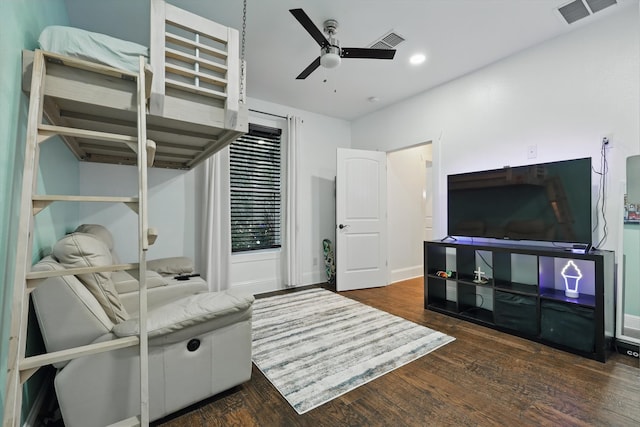 1208 Chandler Cir, Prosper, TX 75078 - bedroom with wood finished floors, a ceiling fan, and recessed lighting
