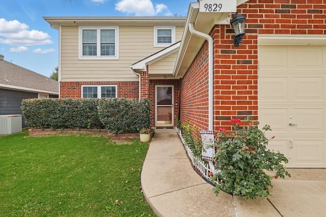 9829 Stoney Bridge Rd, Fort Worth, TX 76108 - entrance to property with brick siding, a yard, a garage, and central AC