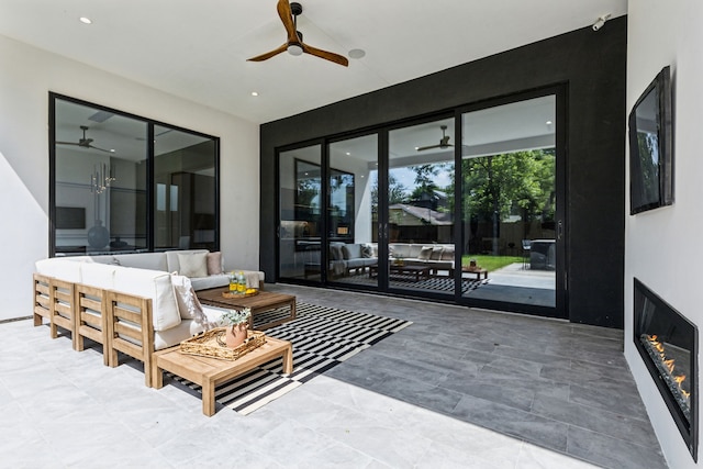 2031 Cullen Ave, Dallas, TX 75206 - living room with a ceiling fan and recessed lighting