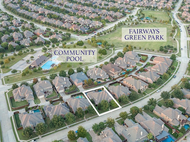 1542 Sandia Ln, Frisco, TX 75033 - aerial view of property and surrounding area featuring nearby suburban area and property boundaries highlighted