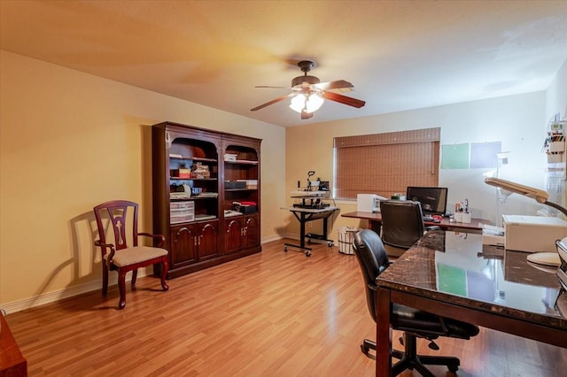 6717 Savannah Ln, Fort Worth, TX 76132 - office space featuring a ceiling fan, light wood-style flooring, and baseboards