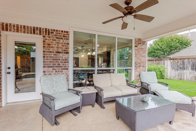 6717 Savannah Ln, Fort Worth, TX 76132 - view of patio / terrace with ceiling fan and outdoor lounge area