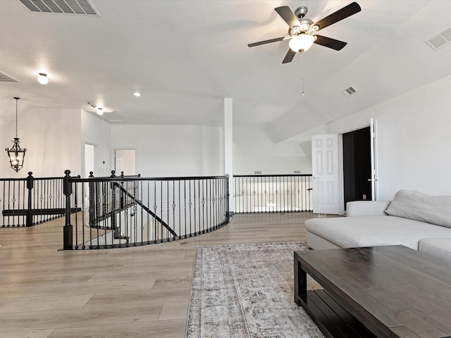 2231 Cold Water Dr, Prosper, TX 75078 - living area with ceiling fan, light wood-style floors, recessed lighting, and a chandelier