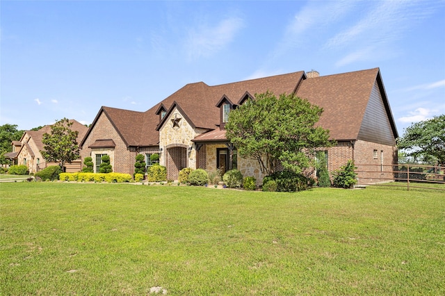 204 Lost Spur Ln, Royse City, TX 75189 - view of front facade with stone siding, brick siding, a shingled roof, and a standing seam roof
