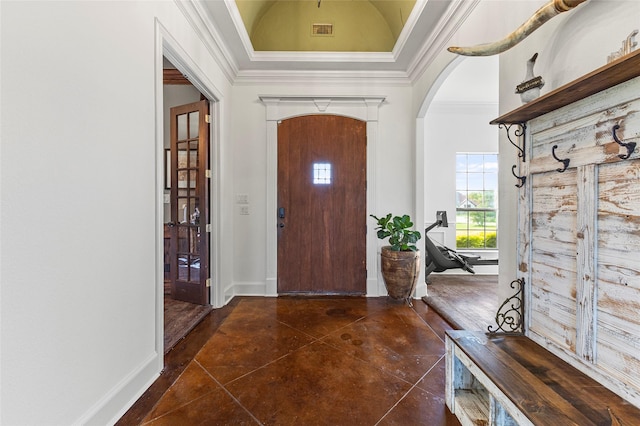 204 Lost Spur Ln, Royse City, TX 75189 - foyer with arched walkways, ornamental molding, and baseboards