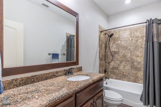 4709 Spring Creek Rd, Abilene, TX 79602 - full bath featuring shower / bath combination with curtain, vanity, and toilet