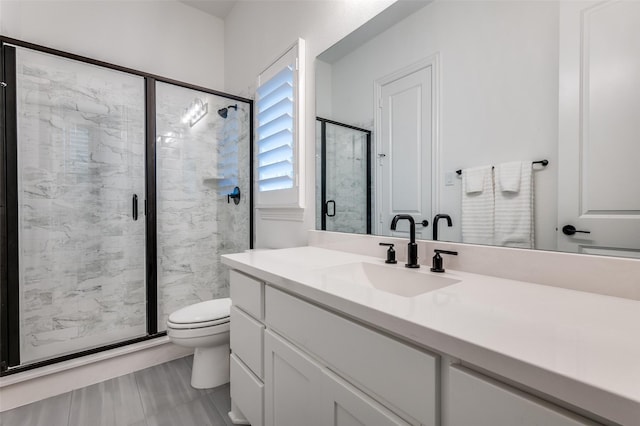 3201 Sunday Silence Ln, Celina, TX 75009 - bathroom with toilet, vanity, and a marble finish shower