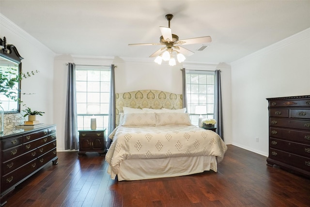 4112 Paddington Ln, Colleyville, TX 76034 - bedroom with wood finished floors, crown molding, baseboards, and ceiling fan