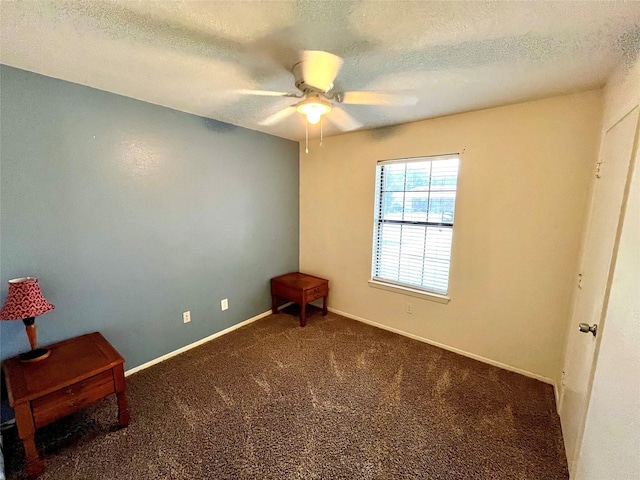 328 Branson Rd, Roanoke, TX 76262 - empty room featuring carpet floors, a ceiling fan, a textured ceiling, and baseboards