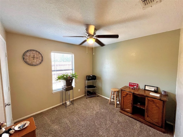 328 Branson Rd, Roanoke, TX 76262 - carpeted office space featuring a ceiling fan, baseboards, and a textured ceiling