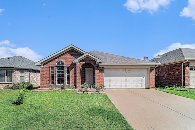 4720 Topaz Ln, Granbury, TX 76049 - view of front facade featuring brick siding, a garage, concrete driveway, and a front yard