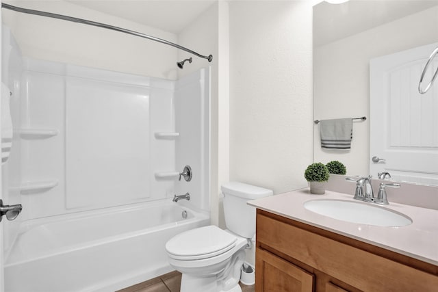 8857 Shore Crest Rd, Frisco, TX 75036 - bathroom featuring vanity,  shower combination, toilet, and tile patterned flooring