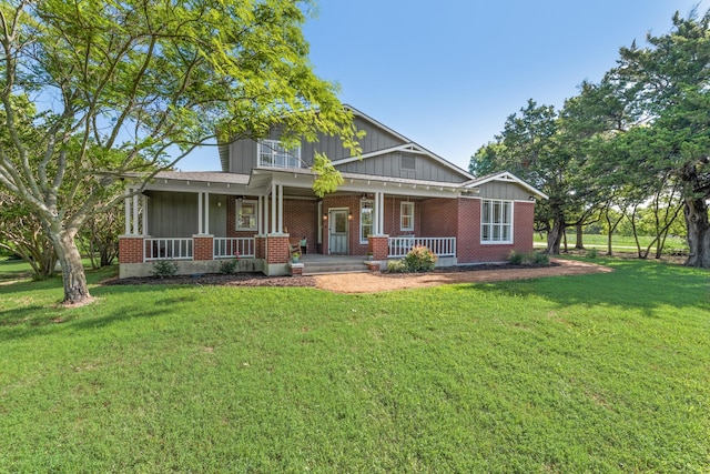 3829 Fm 896, Leonard, TX 75452 - craftsman inspired home with board and batten siding, brick siding, covered porch, and a front lawn
