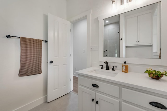 3829 Fm 896, Leonard, TX 75452 - bathroom featuring vanity, a shower with door, and baseboards