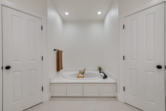 3829 Fm 896, Leonard, TX 75452 - full bathroom featuring a garden tub, recessed lighting, and tile patterned floors