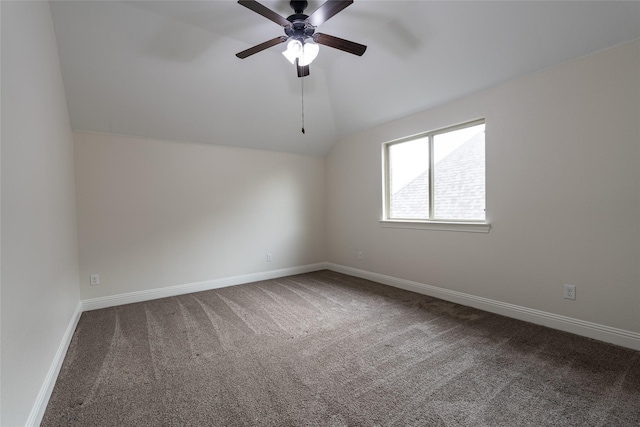 10909 Blake Gdns, Mckinney, TX 75072 - carpeted spare room featuring lofted ceiling, a ceiling fan, and baseboards