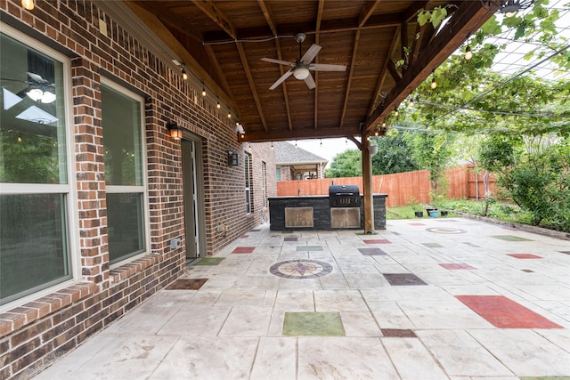 10909 Blake Gdns, Mckinney, TX 75072 - fenced backyard featuring a patio and ceiling fan