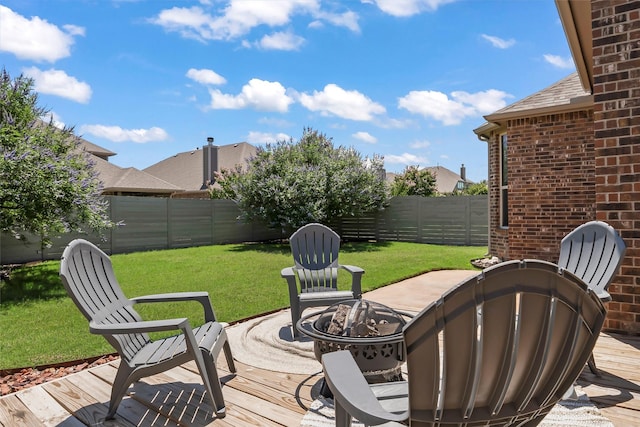 1805 13th St, Argyle, TX 76226 - view of patio / terrace featuring an outdoor fire pit and a deck