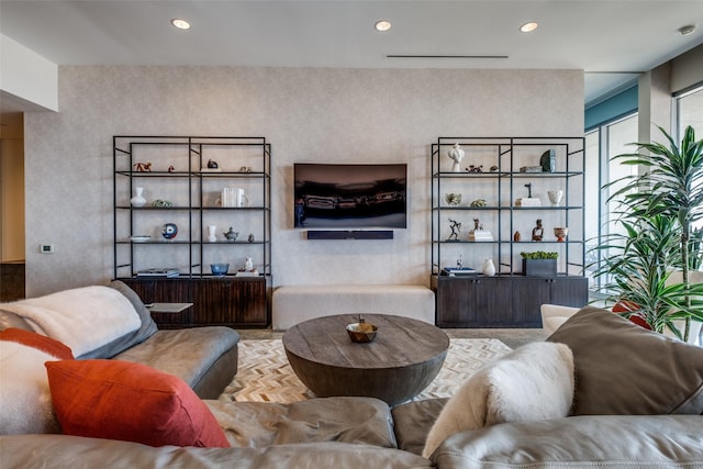 1717 Arts Plz Unit 2202, Dallas, TX 75201 - living room featuring recessed lighting