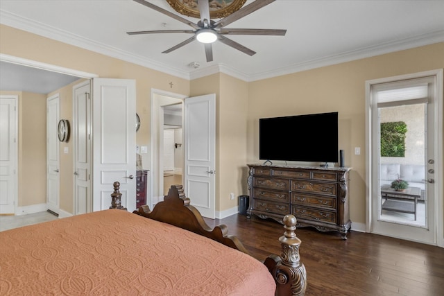 3351 Cascades Ct Unit 306, Tyler, TX 75709 - bedroom featuring wood finished floors, crown molding, baseboards, and ceiling fan