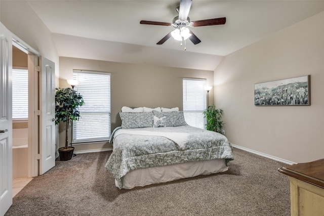 2613 Hillrich Dr, Anna, TX 75409 - carpeted bedroom featuring lofted ceiling, baseboards, and ceiling fan