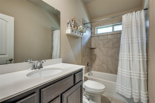 2613 Hillrich Dr, Anna, TX 75409 - full bath featuring shower / tub combo, toilet, vanity, and tile patterned flooring