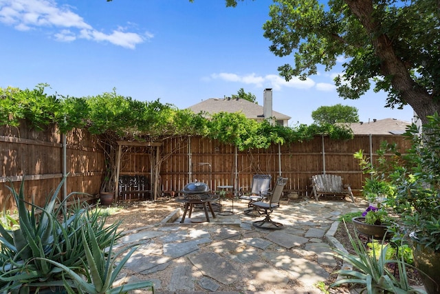 3942 Luke Ln, Carrollton, TX 75007 - fenced backyard featuring a patio