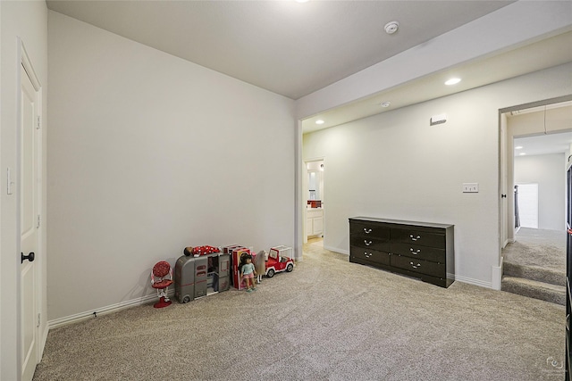 955 Champions Way, Roanoke, TX 76262 - rec room with carpet floors, recessed lighting, and baseboards