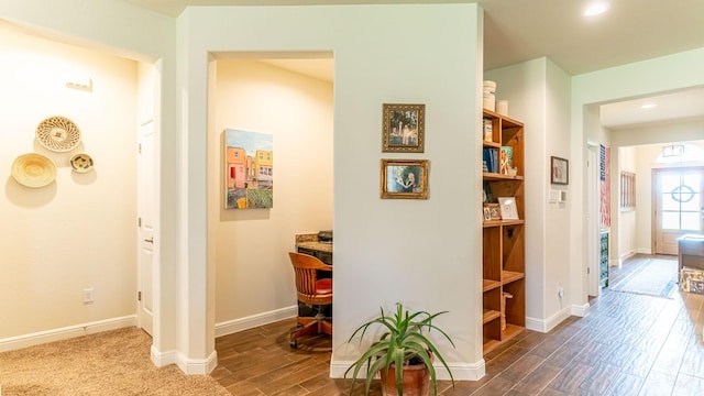 1715 Swale Ln, Granbury, TX 76049 - corridor featuring wood finished floors, baseboards, and recessed lighting