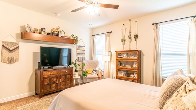 1715 Swale Ln, Granbury, TX 76049 - carpeted bedroom featuring baseboards and ceiling fan
