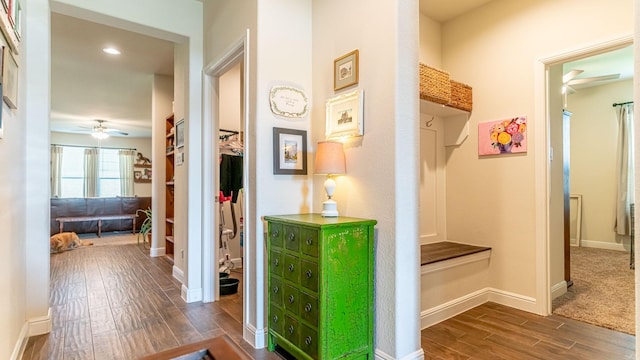 1715 Swale Ln, Granbury, TX 76049 - hallway featuring dark wood-type flooring and baseboards