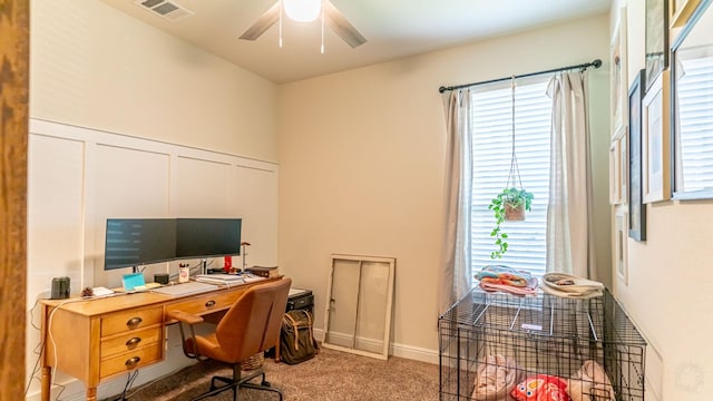1715 Swale Ln, Granbury, TX 76049 - office area featuring a ceiling fan and carpet