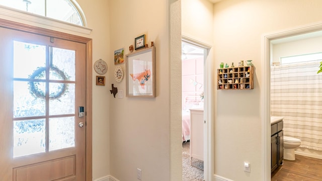 1715 Swale Ln, Granbury, TX 76049 - entrance foyer featuring baseboards and wood finished floors