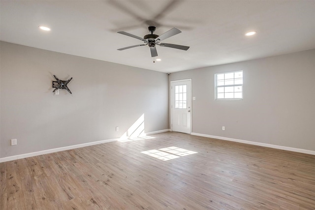 3614 County Road 902, Joshua, TX 76058 - unfurnished room featuring baseboards, a ceiling fan, recessed lighting, and light wood finished floors