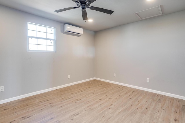 3614 County Road 902, Joshua, TX 76058 - empty room with a wall mounted air conditioner, light wood finished floors, baseboards, a ceiling fan, and recessed lighting
