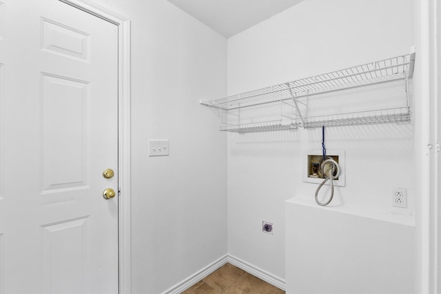 7578 Dick Price Rd, Mansfield, TX 76063 - washroom featuring hookup for an electric dryer, washer hookup, baseboards, and tile patterned flooring