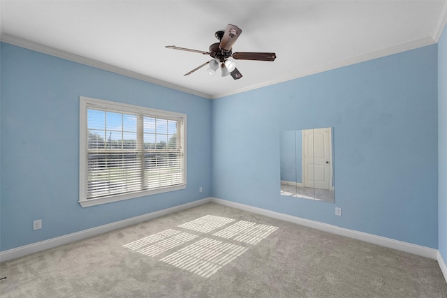 1411 Stillmeadow Dr, West, TX 76691 - unfurnished room featuring carpet floors, crown molding, baseboards, and a ceiling fan