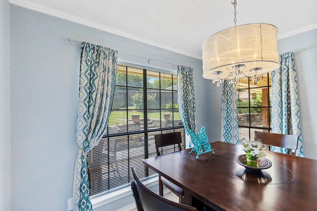 5240 Hill Ridge Dr, Fort Worth, TX 76135 - dining room with ornamental molding and a chandelier