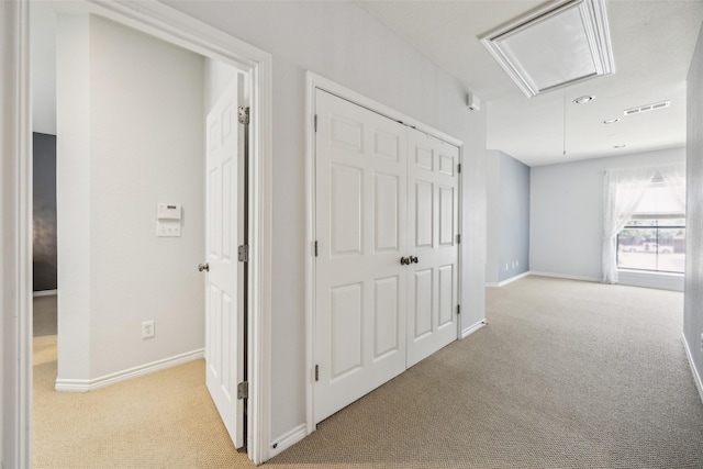 6116 Portrush Dr, Fort Worth, TX 76116 - hall with attic access, light carpet, and baseboards
