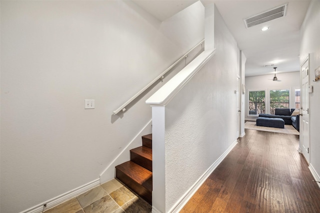 6116 Portrush Dr, Fort Worth, TX 76116 - staircase with baseboards and hardwood / wood-style flooring
