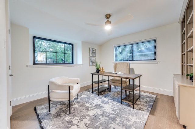 6702 Rolling Vista Dr, Dallas, TX 75248 - home office with ceiling fan, plenty of natural light, wood finished floors, and baseboards