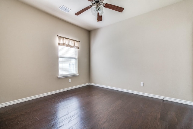 2520 Sabine Cir, Royse City, TX 75189 - empty room with ceiling fan, dark wood-style flooring, and baseboards