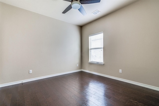 2520 Sabine Cir, Royse City, TX 75189 - empty room with ceiling fan, dark wood-style floors, and baseboards