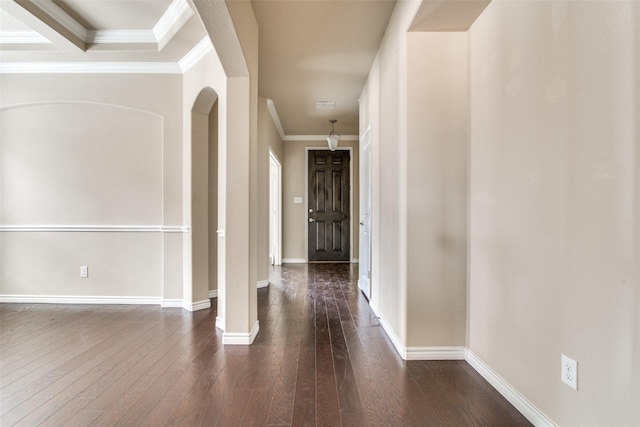 2520 Sabine Cir, Royse City, TX 75189 - hall featuring hardwood / wood-style flooring, ornamental molding, and baseboards