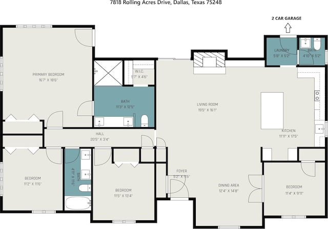7818 Rolling Acres Dr, Dallas, TX 75248 - property floor plan