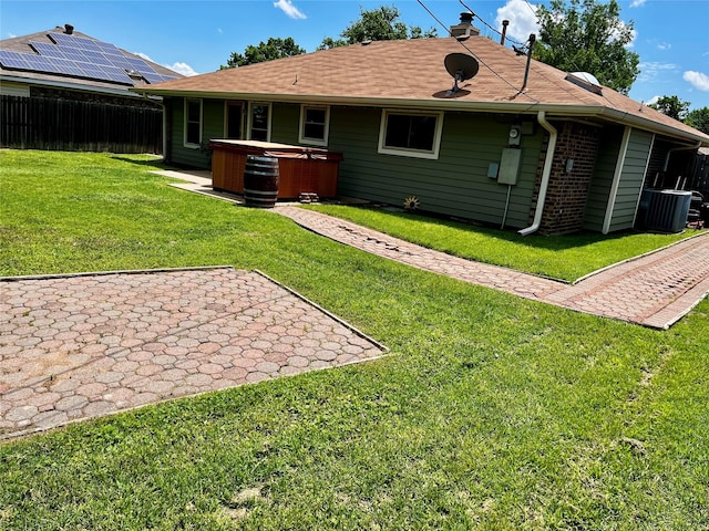 617 Reed St, Roanoke, TX 76262 - rear view of house with a hot tub, a patio, and central AC unit